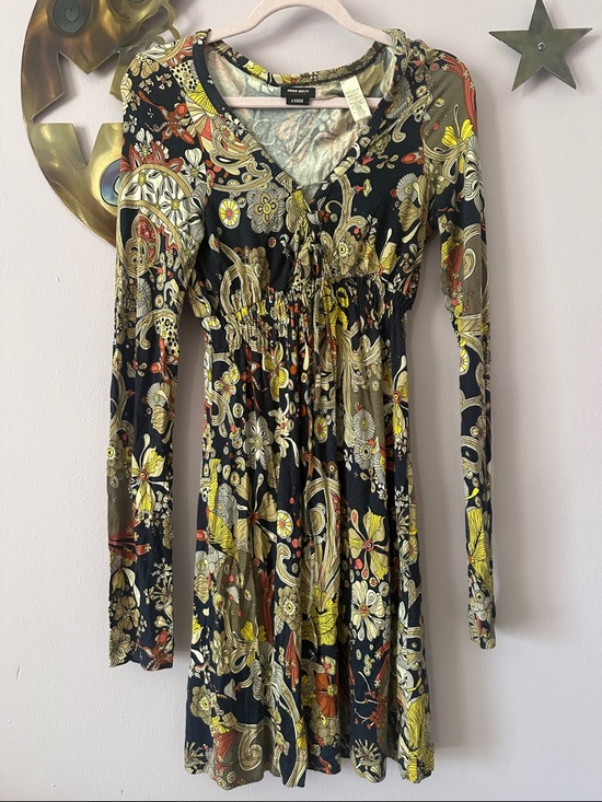 Miss Sixty Dresses & Skirts - Miss Sixty Black Floral Paisley Long-Sleeve V-Neck Dress